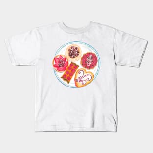 Cakes and Pastries Watercolour | Raspberry Tart | Meringue | Strawberry Tart | Puff Pastry Kids T-Shirt